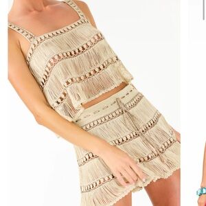 My beachy side Fringed Crochet Mini Skirt set